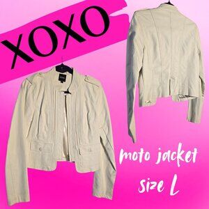 Used XOXO white moto jacket, size L